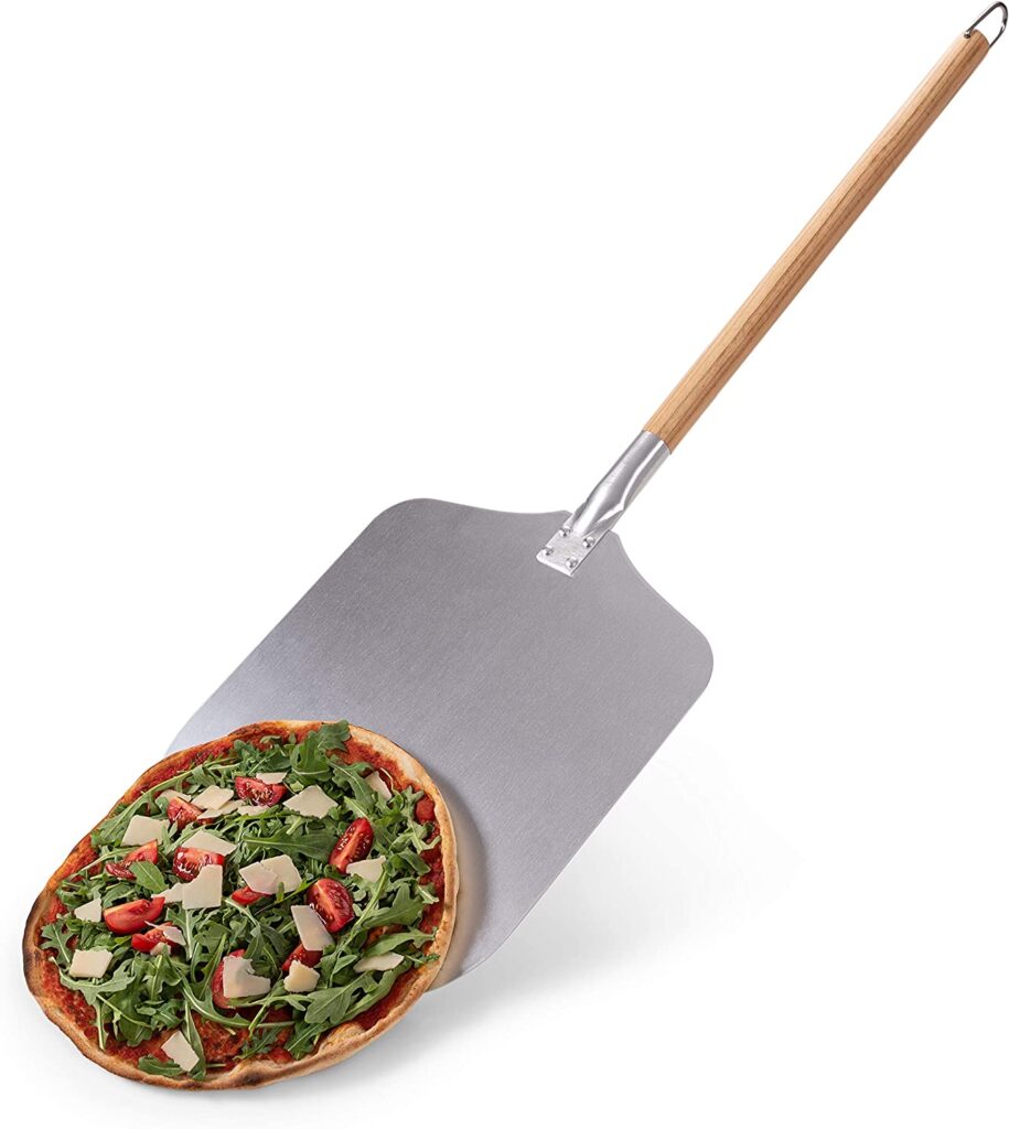 Blumtal Pala para Pizza - Pala de Aluminio de tamaño Grande de 30,5 cm x 30,5 cm y Mango de Madera de 85 cm